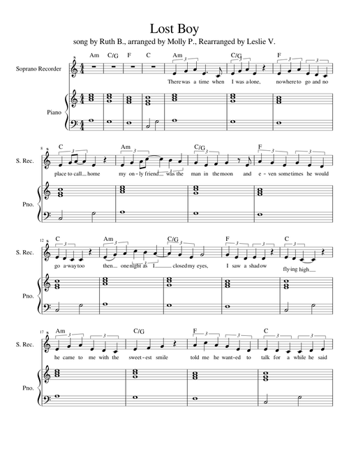 Lost Boy--rec + piano