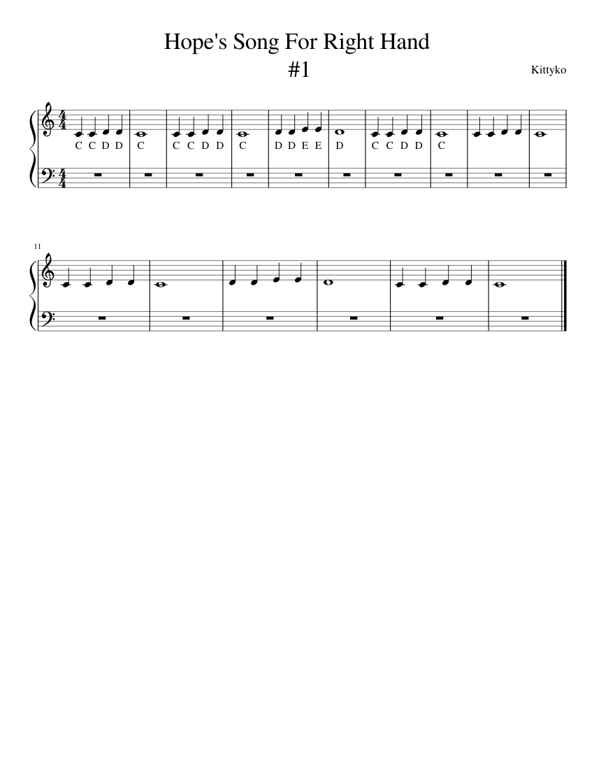 Hope Keyboard Notes Hope s Song 1 Sheet Music for Piano (Solo) easy | MuseScore.com