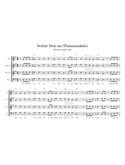 Verlieb' Dich nie (Thekenmädche) – Eldorado Verlieb' Dich nie (Thekenmädche - Chorus vocals only)
