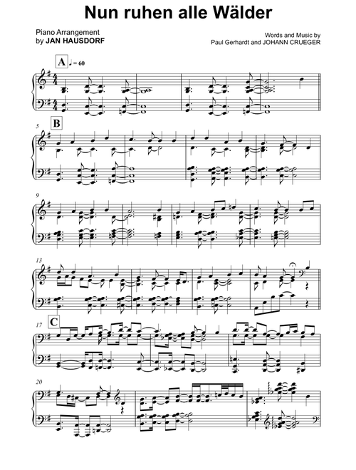Nun ruhen alle Wälder (Arr. Jan Hausdorf) - Paul Gerhardt (Piano Solo)