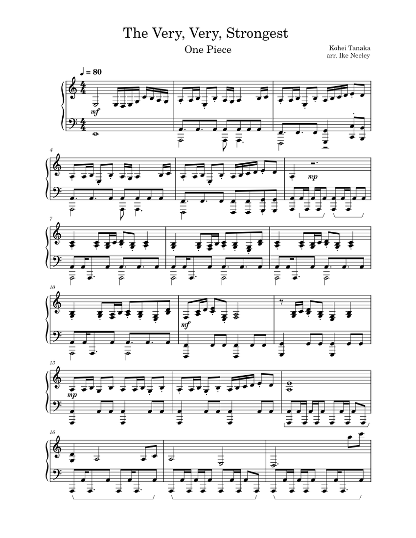 The very very strongest kohei tanaka sheet music for piano solo