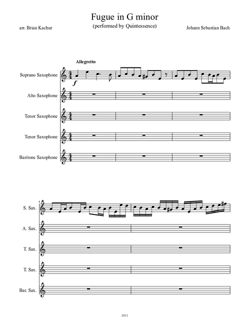 Fugue in G minor (Bach's Little Fugue in G minor)