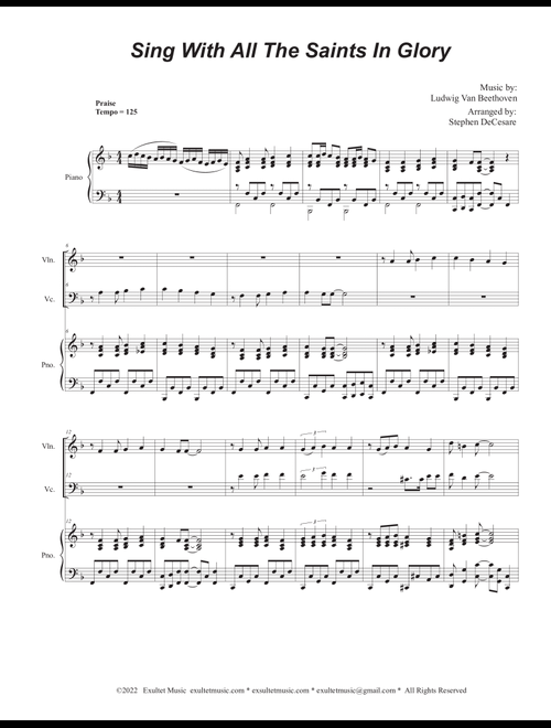Sing With All The Saints In Glory (Duet for Violin and Cello) (Arr. Stephen DeCesare) (Instrumental Duet and Piano)