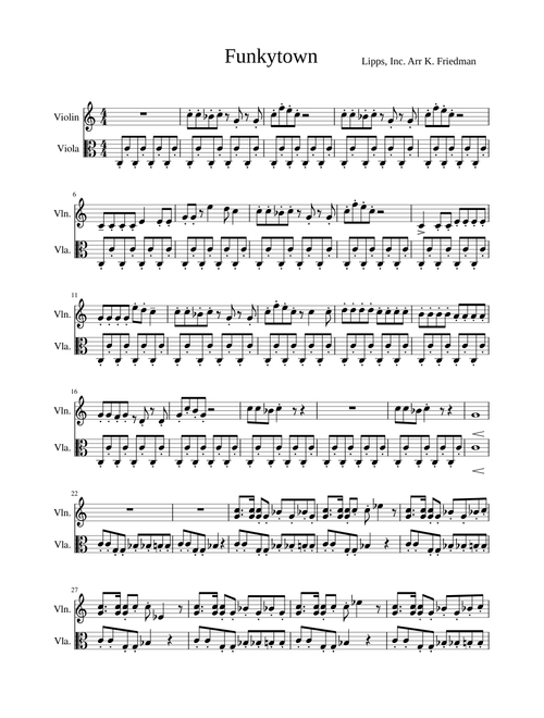 Funky Town – Lipps Inc. Funky Town – Viola Violin Duet