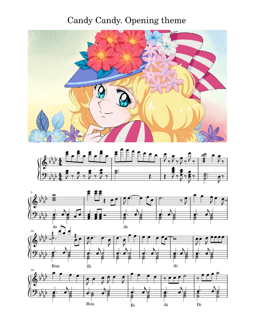 Candy Candy. Opening theme Takeo Watanabe Sheet music for Piano (Solo