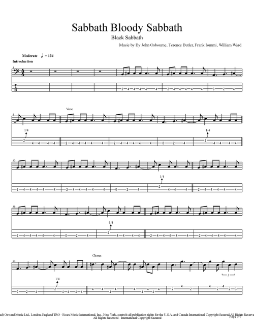 Sabbath, Bloody Sabbath (Arr. Fotis Toumanides) - Black Sabbath (Bass Tab)