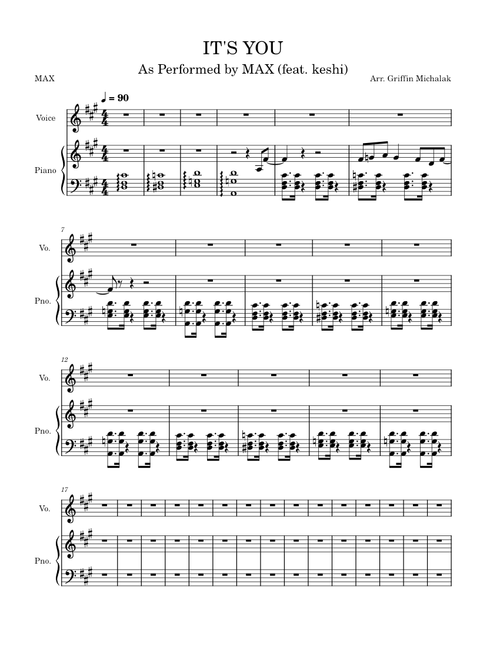 IT'S YOU – MAX [Piano Sheet Music]