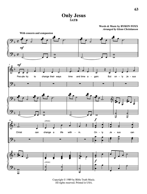 Only Jesus (Arr. Glenn Christianson) - Byron Foxx (Choral, SATB)