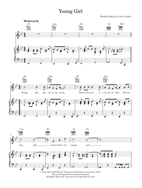 Young Girl - Gary Puckett & The Union Gap (Piano-Vocal-Guitar (Piano Accompaniment))