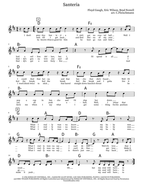 Santeria (Arr. Christoph Fleischmann) - Sublime (Lead Sheet - Fake Book)