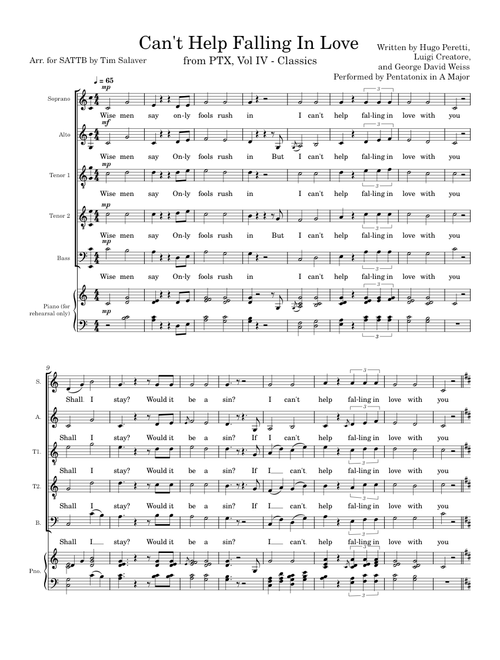 Can't Help Falling In Love (SATTB in C Major) – Pentatonix