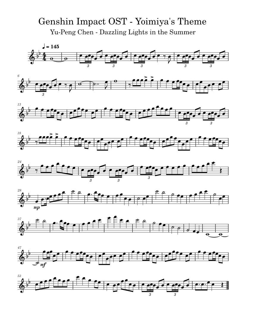 Genshin Impact OST Yoimiya's Theme Sheet music for Flute (Solo