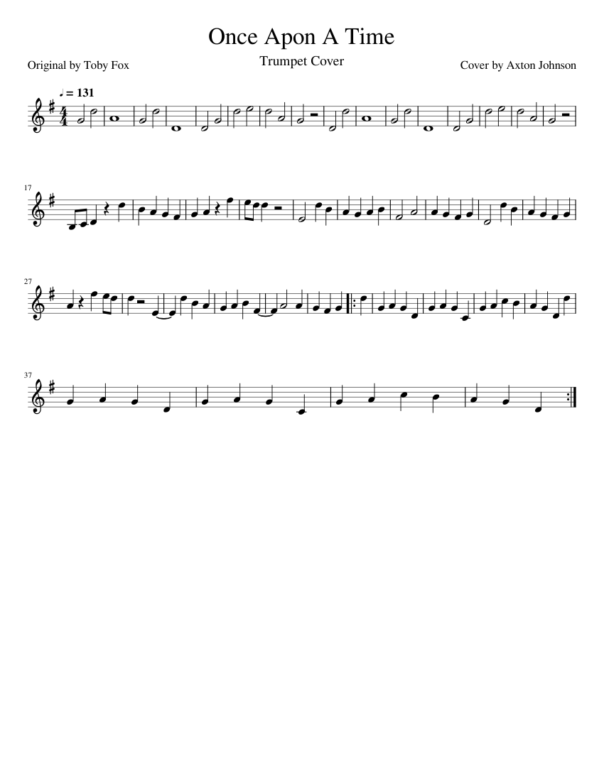Once Apon A Time (Undertale) Sheet Music for Trumpet in b-flat