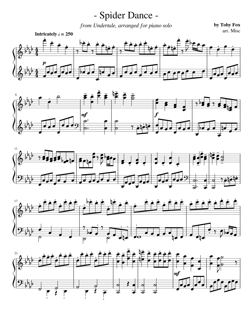 Music Note Spider Spider Dance - Easy version Sheet Music for Piano (Solo) | MuseScore.com