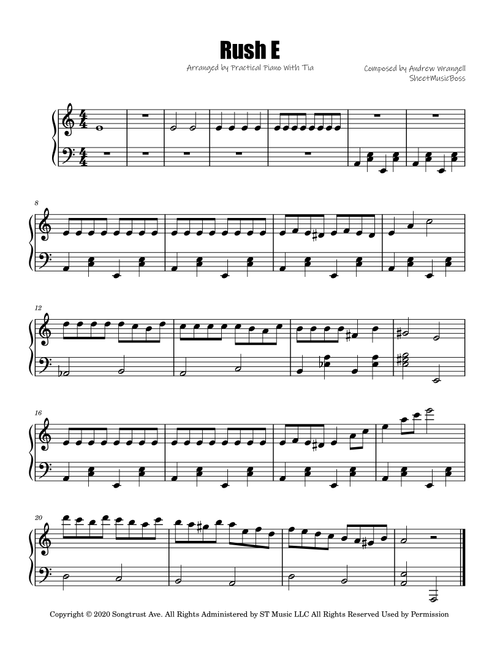 Rush E (Arr. Practical Piano) - Andrew Wrangell (Easy Piano)