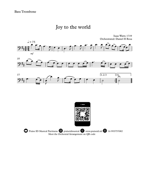 Joy to the world - Christmas Carol - Bass Trombone (Arr. Daniel H Rosa) - Isaac Watts (Instrumental Solo (with Piano Accompaniment))