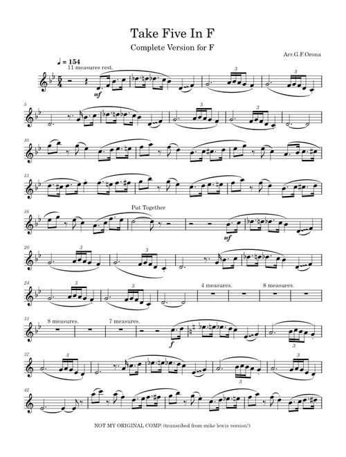 Take Five In F – G.F.Orona