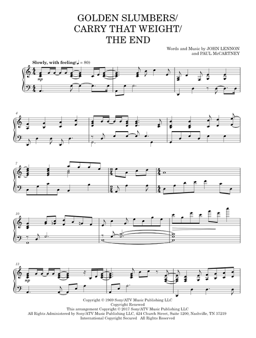 Golden Slumbers/Carry That Weight/The End - Michael Jackson, Paul McCartney, Paul McCartney and Mich (Piano Solo)
