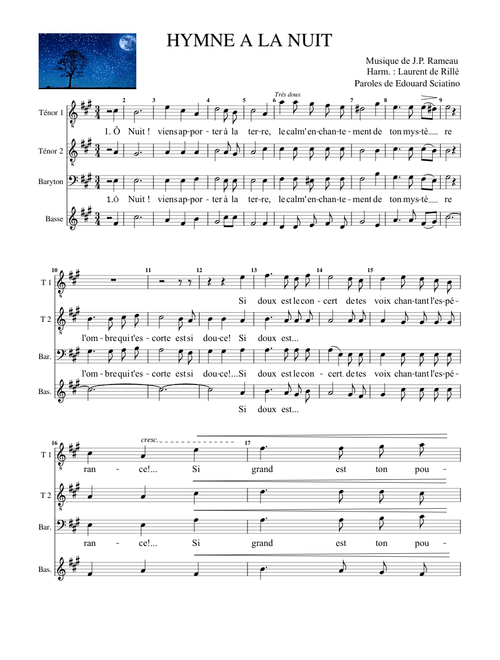 Hymne à la nuit - J.P. Rameau - Harm. L. de Rillé (SATB MuseScore)