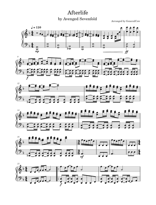 Afterlife – Avenged Sevenfold (Piano Solo)