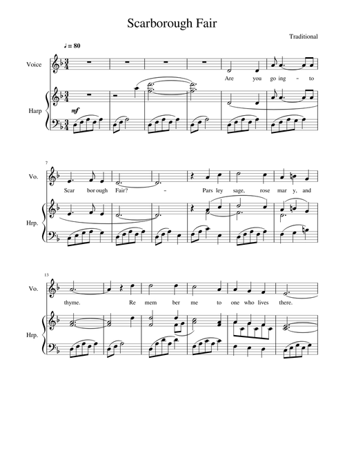 Scarborough Fair (Voice and Accompaniment) 