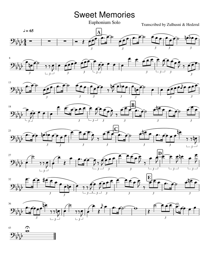 Sweet Memories Euphonium Solo Sheet music for Euphonium (Solo
