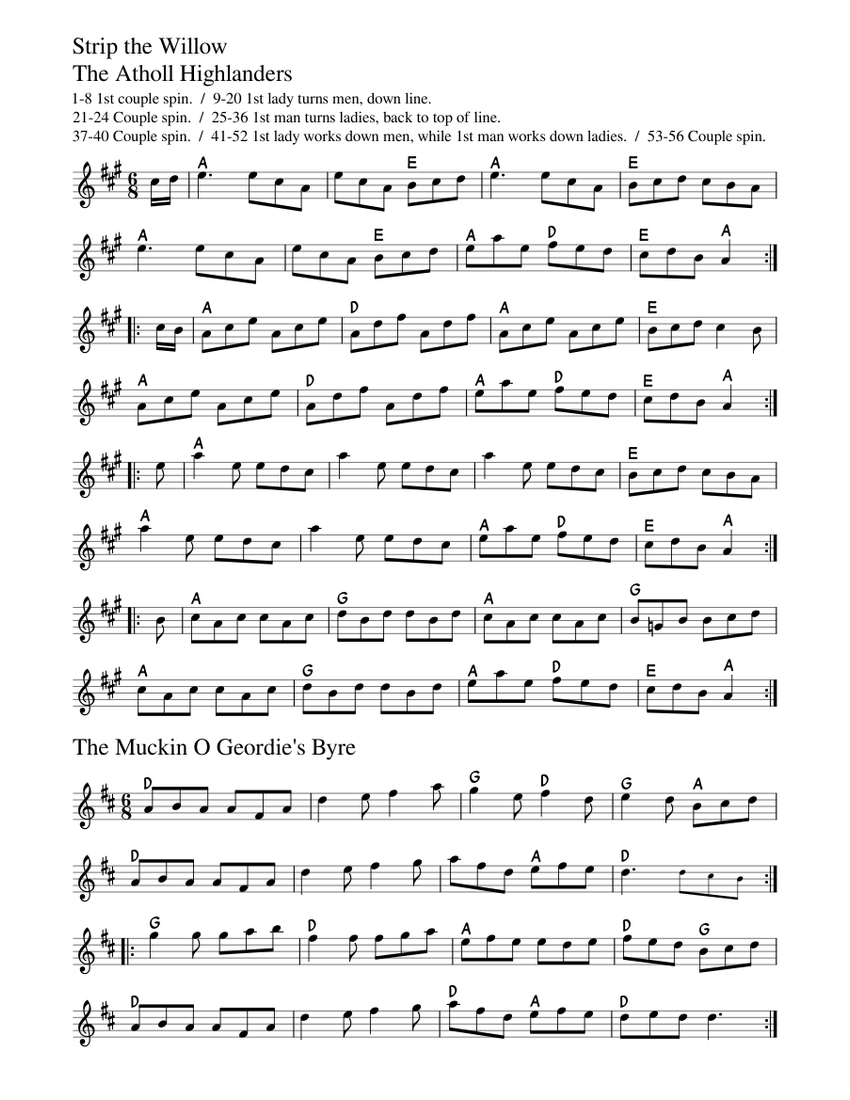 Strip the Willow tunes for a ceilidh Sheet music for Piano Solo Easy Musescore