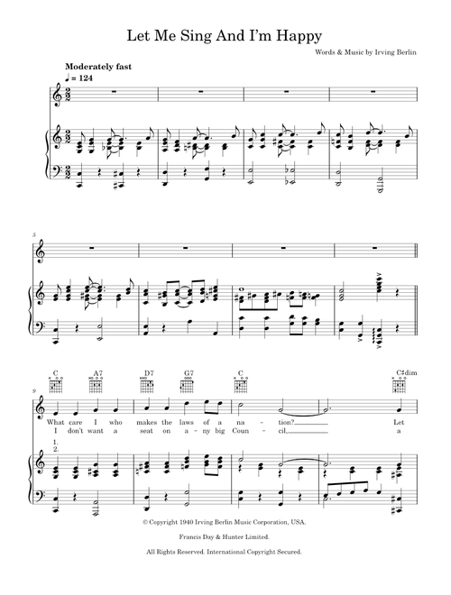 Let Me Sing And I'm Happy - Al Jolson, Irving Berlin (Piano-Vocal-Guitar (Piano Accompaniment))