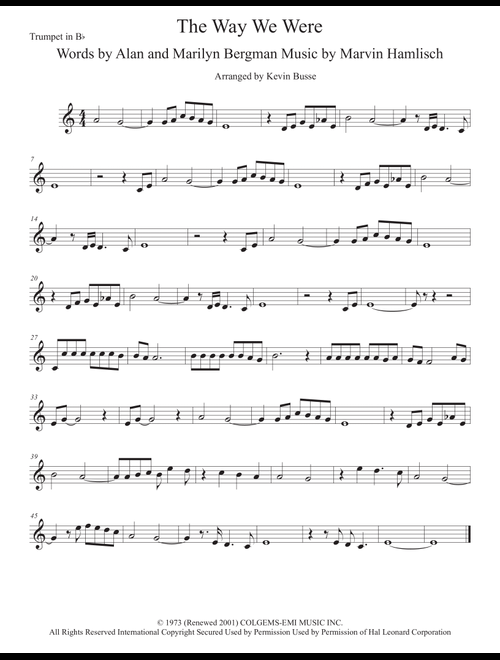 The Way We Were (Arr. Kevin Busse) - Barbra Streisand (Trumpet Solo)