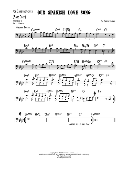 Our Spanish Love Song (Arr. Malte Rogacki) - Charlie Haden Quartet West (Lead Sheet - Fake Book)