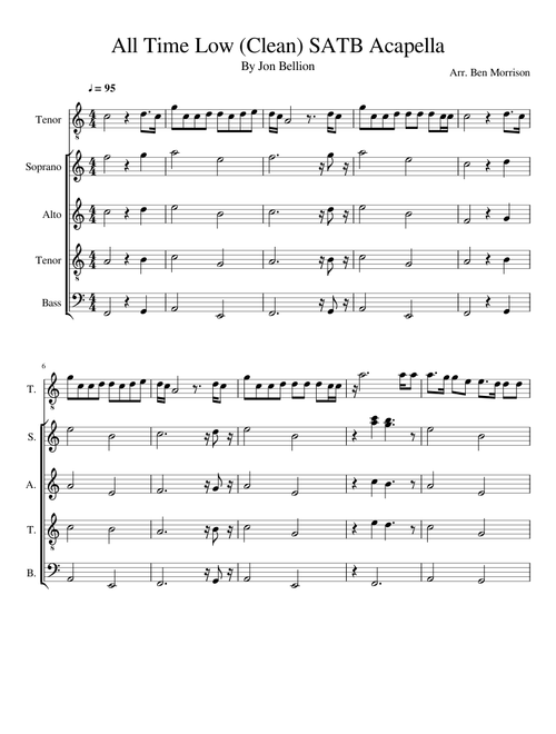 All Time Low (Clean) SATB Acapella