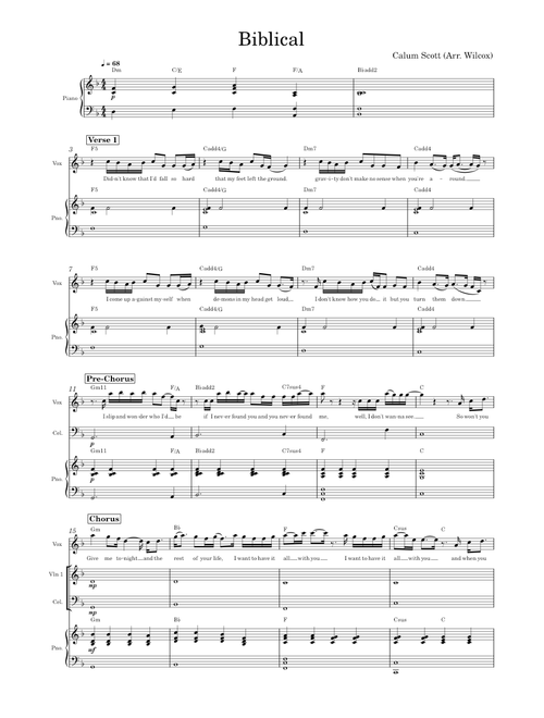 Biblical – Calum Scott (Inc. STRING ARRANGEMENT)