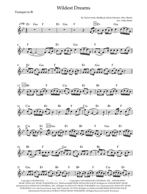 Wildest Dreams (Arr. Fabio Britto) - Taylor Swift (Trumpet Solo)
