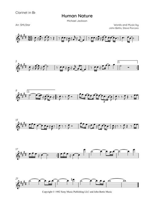 Human Nature (Arr. SMLStar) - Michael Jackson (Clarinet Solo)