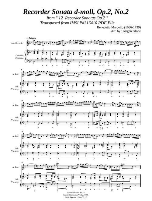 Marcello, B. _ Recorder Sonata d-moll, Op.2 No.2, SF762