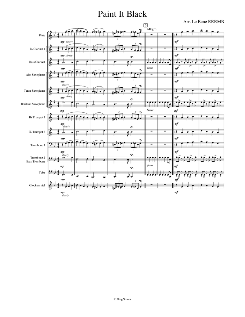 Paint It Black RRRMB Sheet music for Trombone, Tuba, Flute, in