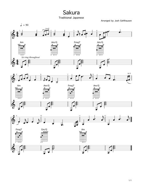 Sakura (Arr. Josh Gehlhausen) - Traditional Japanese (Instrumental Duet)