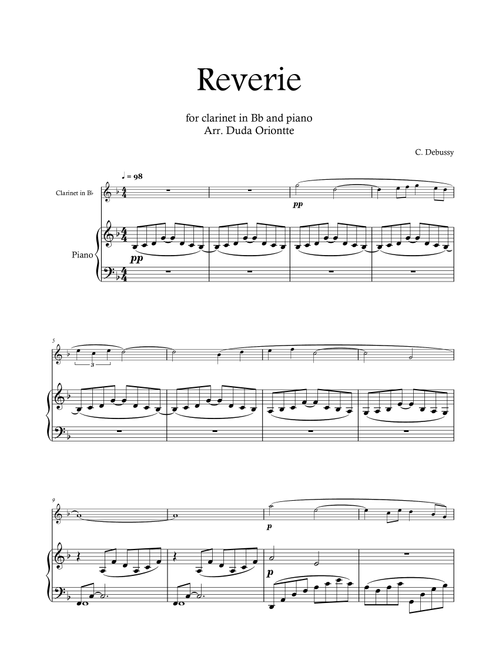 Reverie  (Clarinet in Bb - Piano) (Arr. Duda Oriontte) - C. Debussy (Clarinet and Piano)