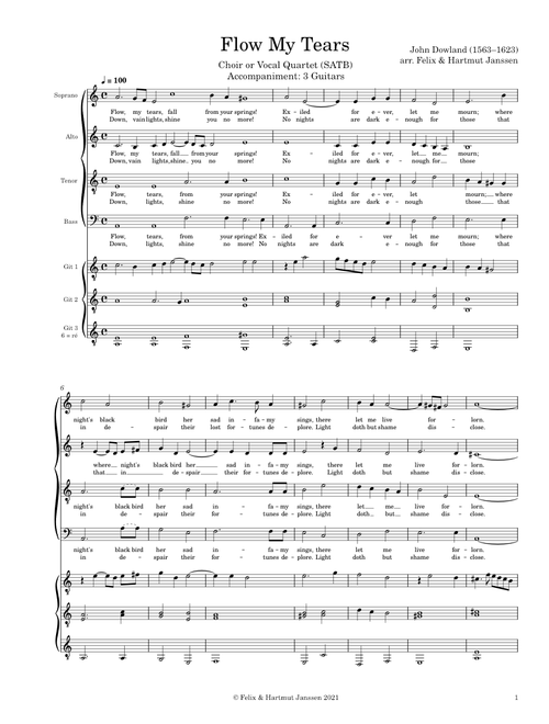 Flow My Tears - SATB and 3 Guitars