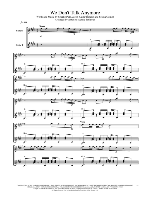 We Don't Talk Anymore (Arr. Antonius Agung Setiawan) - Charlie Puth feat Selena Gomez (Solo Guitar)