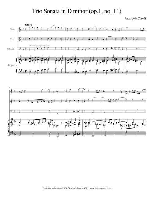Trio Sonata in D minor (op.1, no. 11) - Arcangelo Corelli (Arr. Nicholas Palmer, ASCAP) (Small Ensemble)