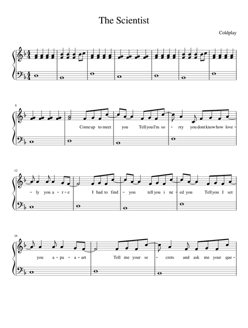 The Scientist - Easy Piano Solo