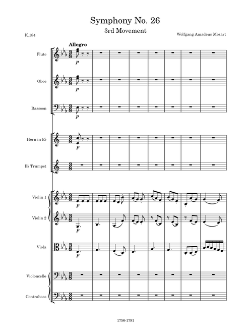 Symphony No. 26 in E-flat Major, K.184, 3rd Movement (Allegro) – Wolfgang Amadeus Mozart