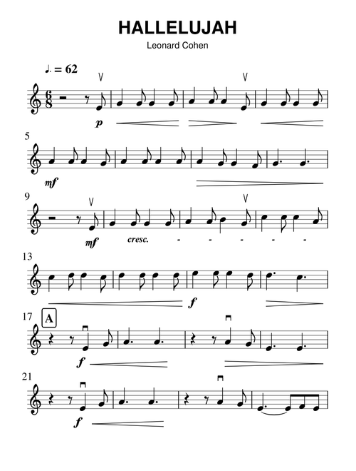 HALLELUJAH for violin Solo