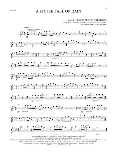 A Little Fall Of Rain - Claude-Michel Schonberg (Flute Solo)