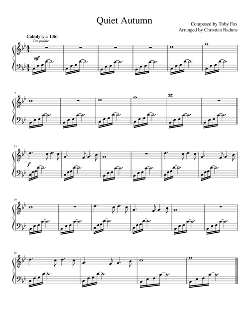 Quiet Autumn (Deltarune) - Arranged for Piano