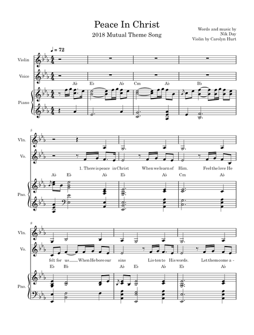 Peace in Christ – Nik Day - Violin Obbligato
