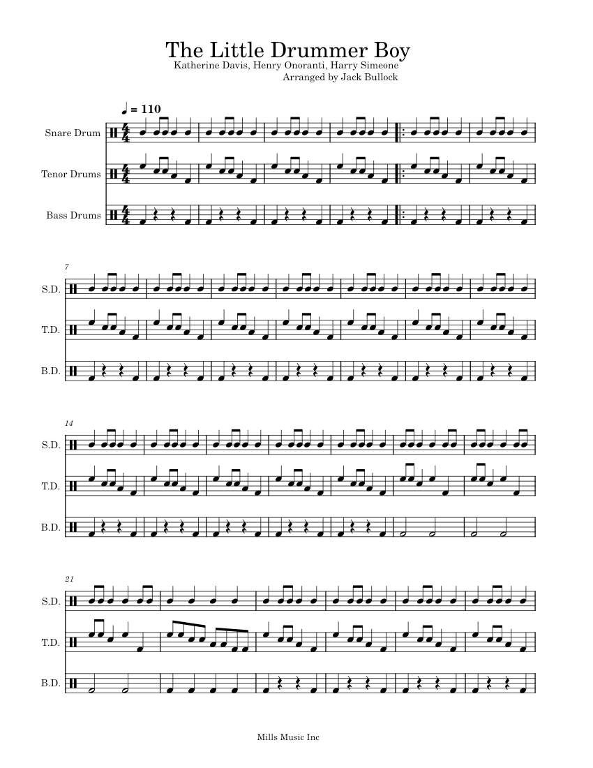 The Little Drummer Boy .percussion trio Sheet music for Snare drum