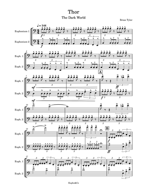 Thor: The Dark World (Arr. Eupho&Co) - Brian Tyler (Instrumental Duet)
