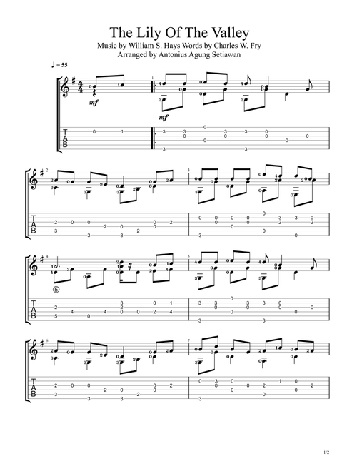 The Lily Of The Valley (Solo Guitar Tablature) (Arr. Antonius Agung Setiawan) - Charles W Fry William S Hays (Guitar Tab)